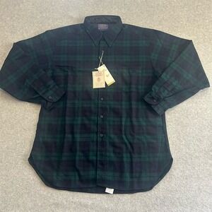 Vintage Pendleton Flannel Shirt Men's XL Black Watch Button-Up 70s Flaws